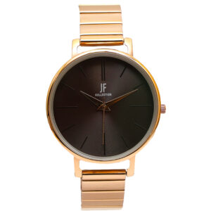 Jean Fendi Black Dial Rose Gold Mesh Watch