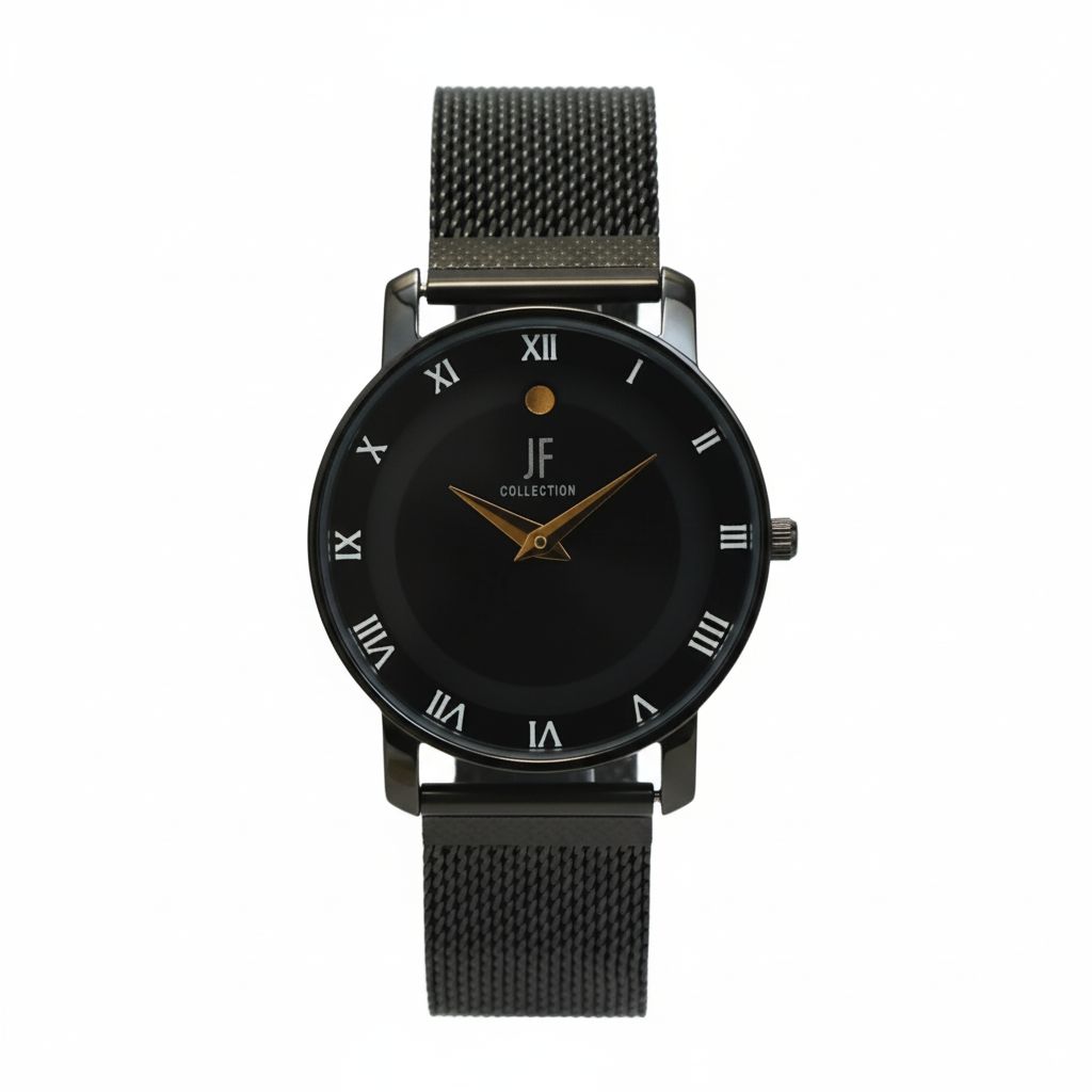 Black Roman Numeral Mesh Watch