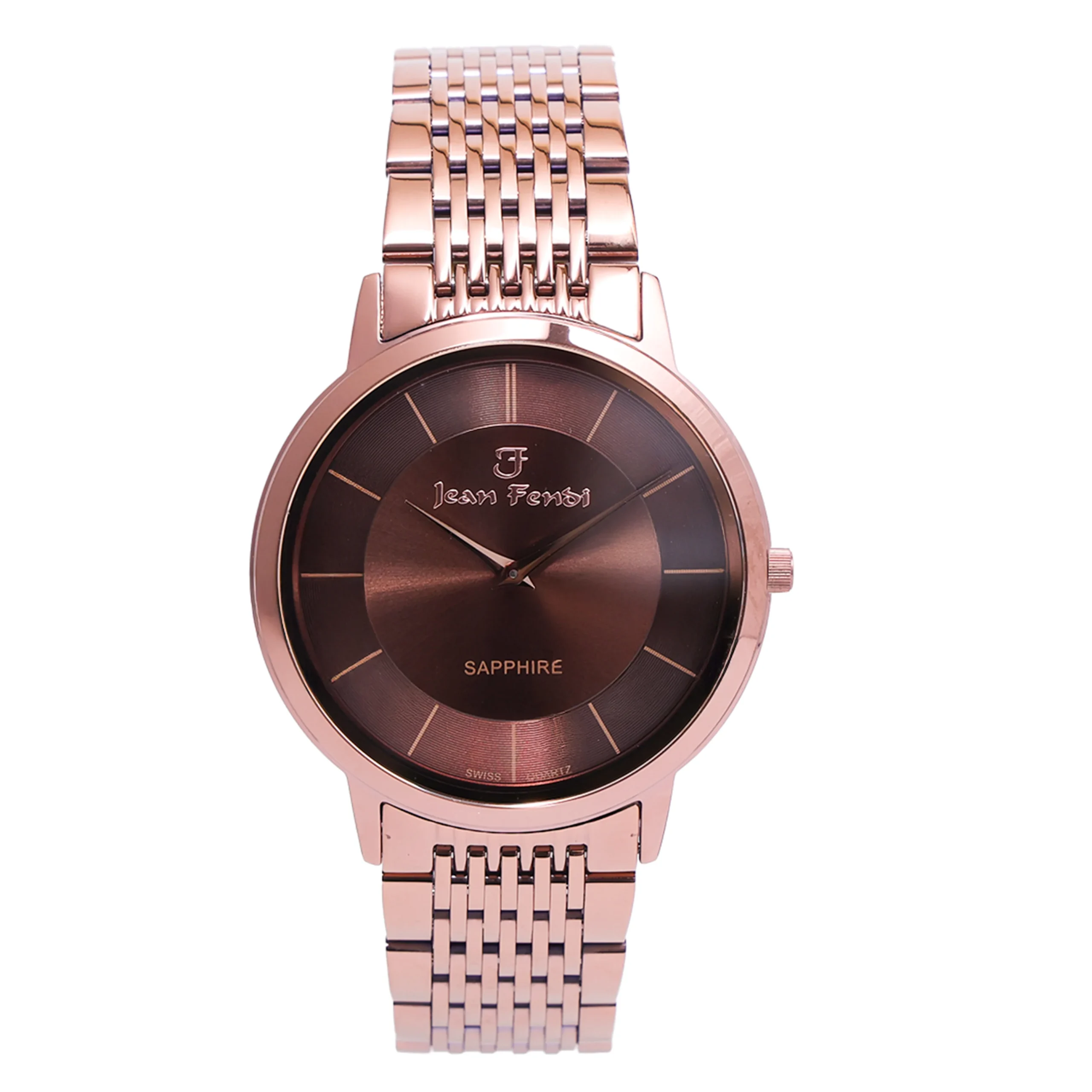 Jean Fendi Sapphire Brown Dial Rose-Gold Men’s Watch