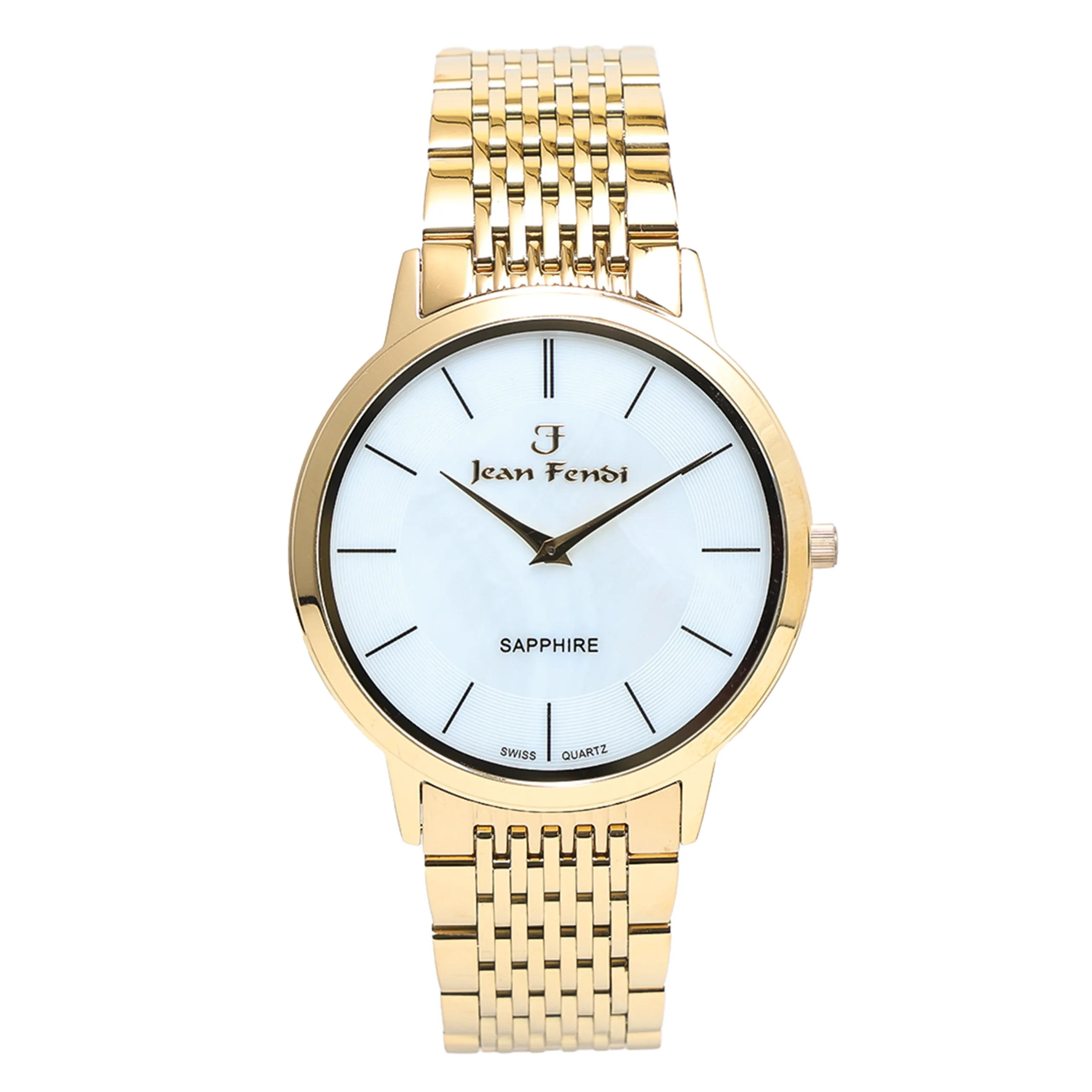 Jean Fendi Sapphire White Dial Gold Men’s Watch