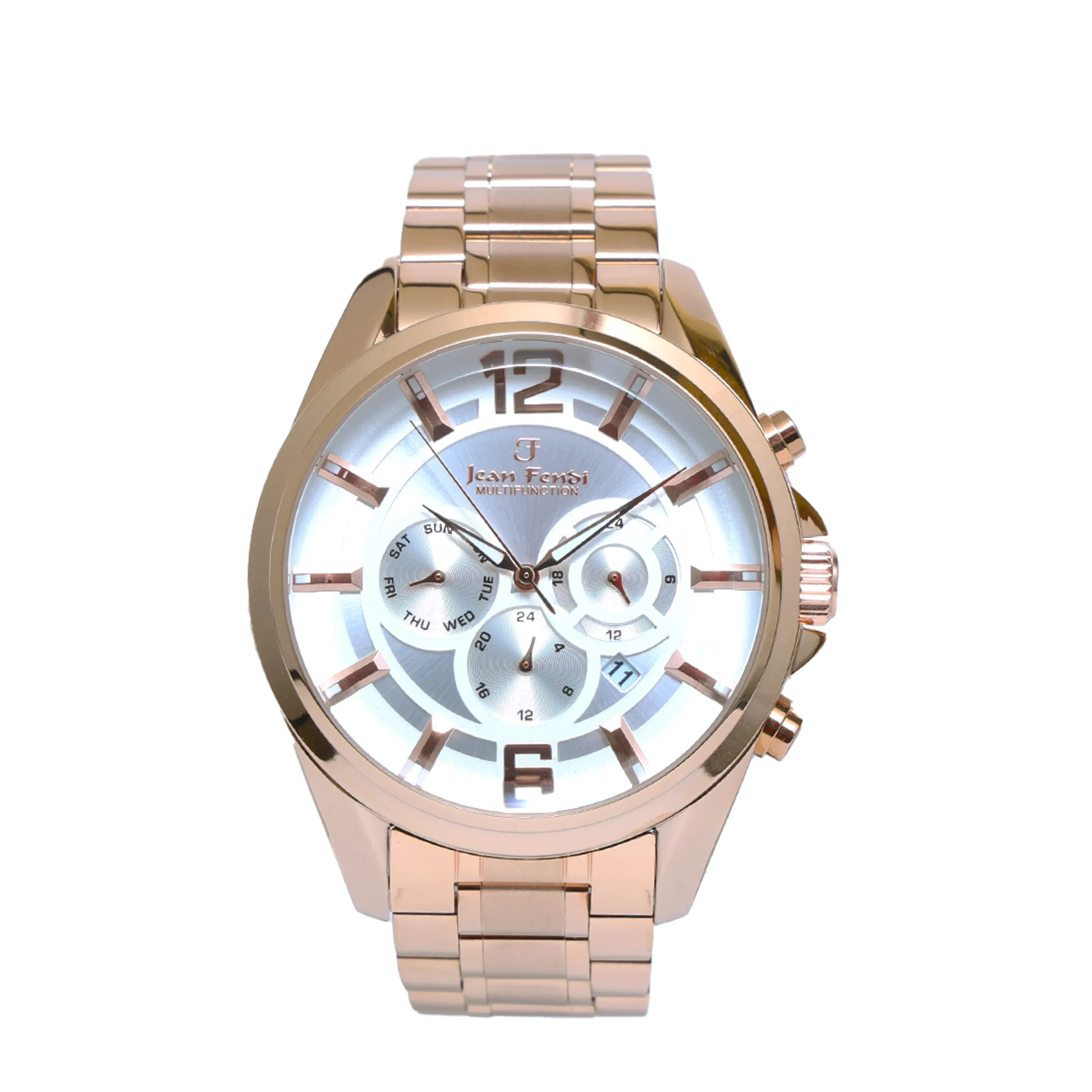 Silver White Dial Rose Gold Multifunction Men’s Watch