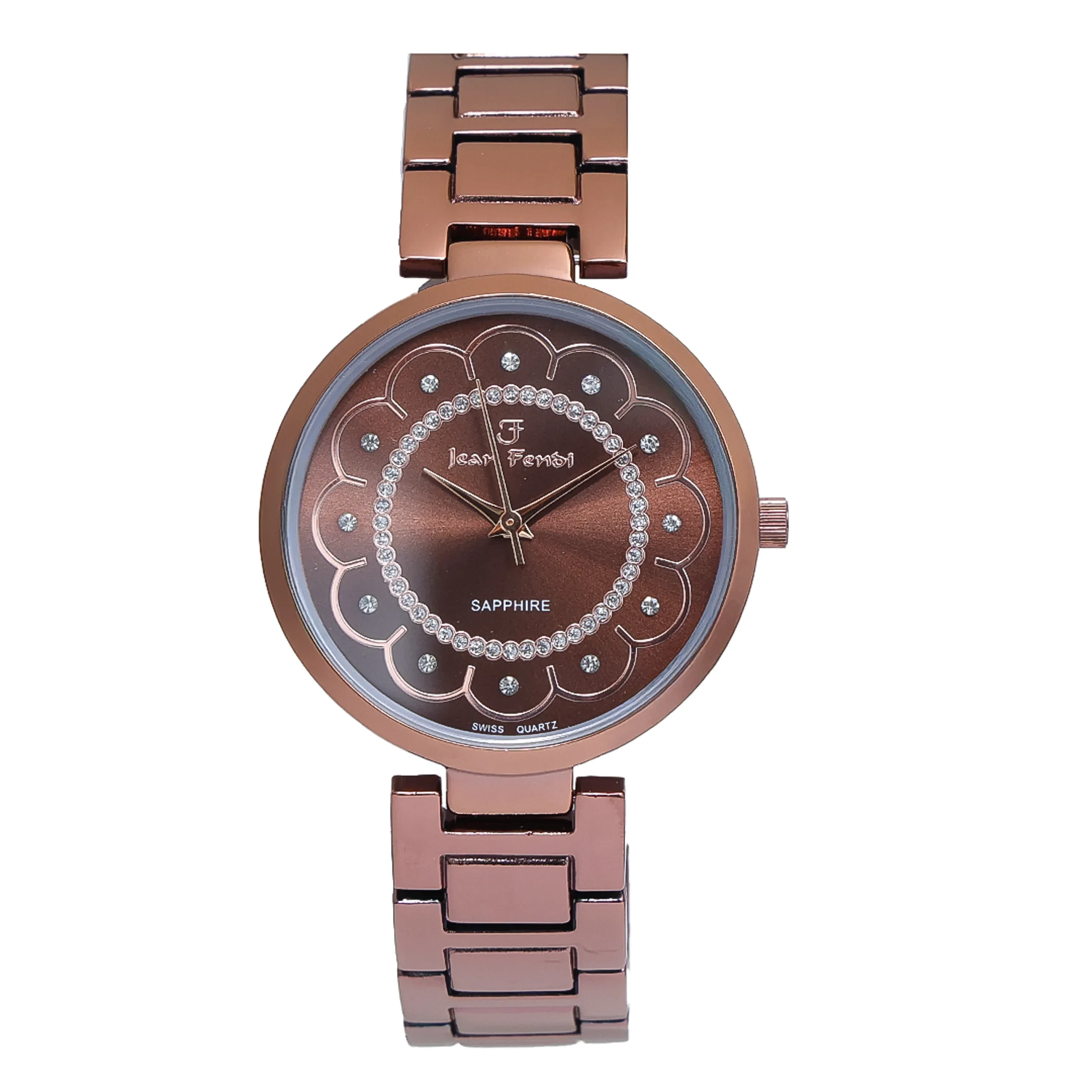Brown Dial Crystal Rose-Gold Ladies’ Watch