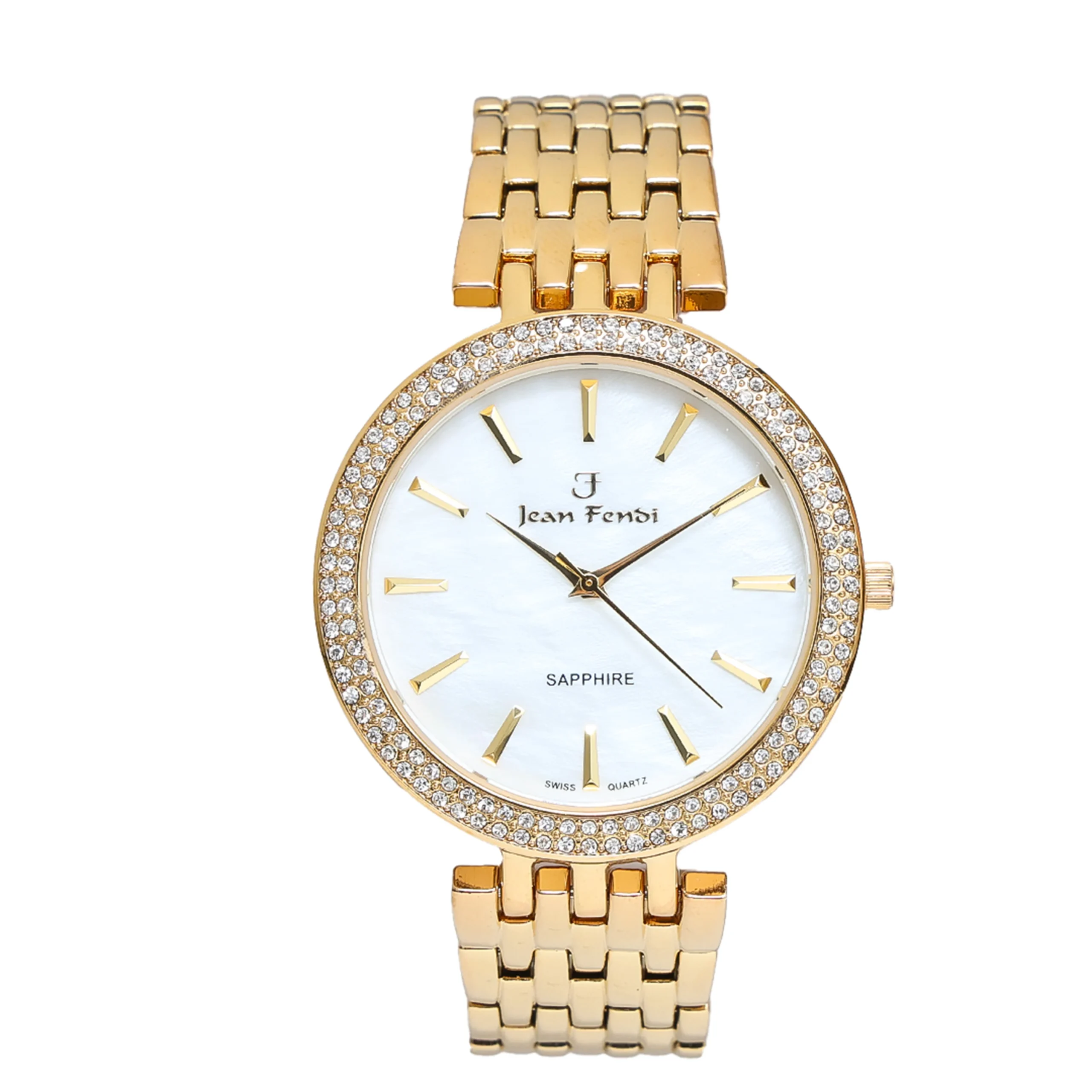 Crystal Bezel Gold & White Ladies’ Watch